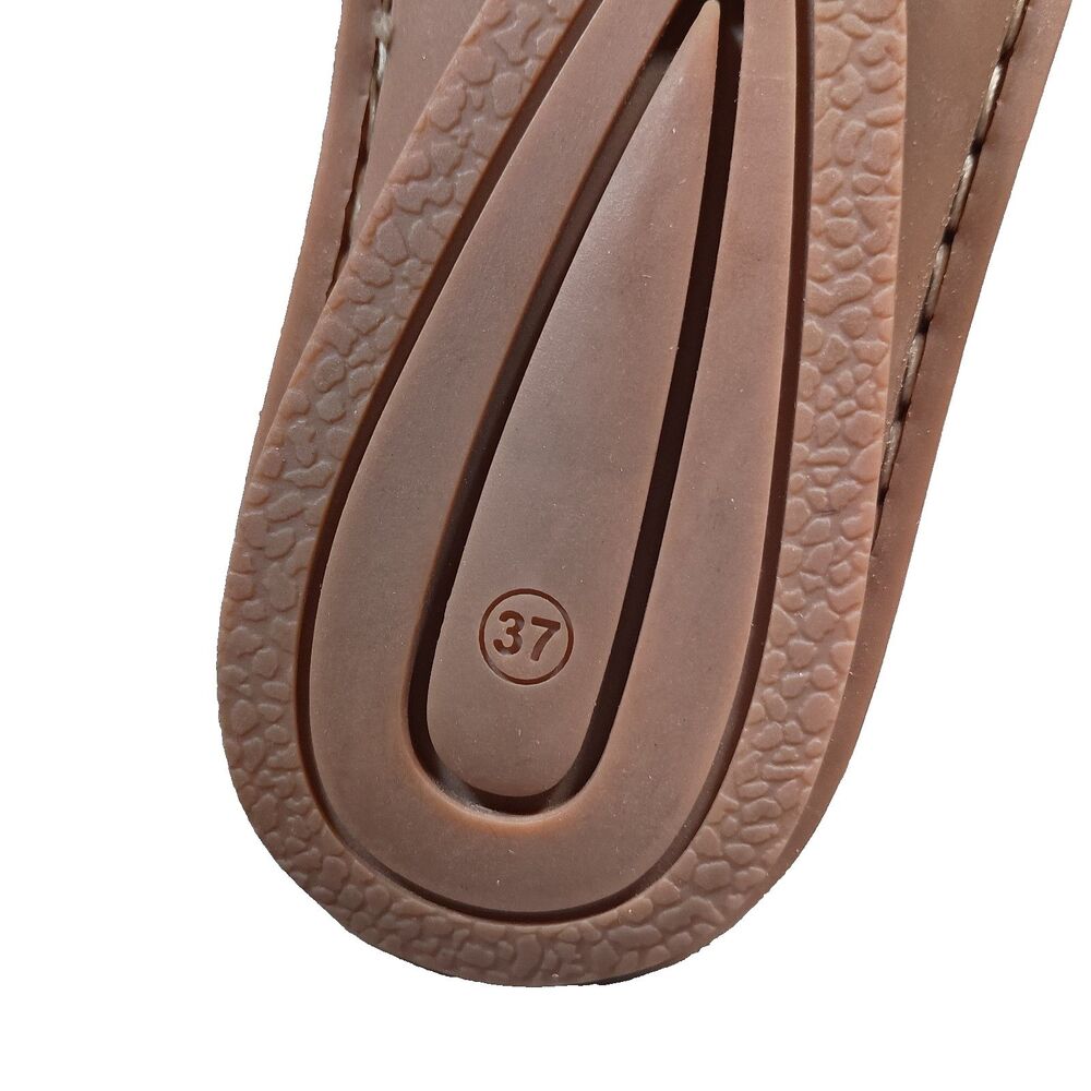 Spring Step Bormeda Shoes 37/6.5 - 7 Scalloped Slip On Peep Toe Leather Gold - Picture 11 of 11